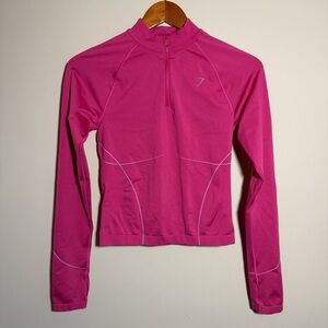 Gymshark Women’s Medium Pink Apex Seamless 1/4 Zip Pullover Athletic Top